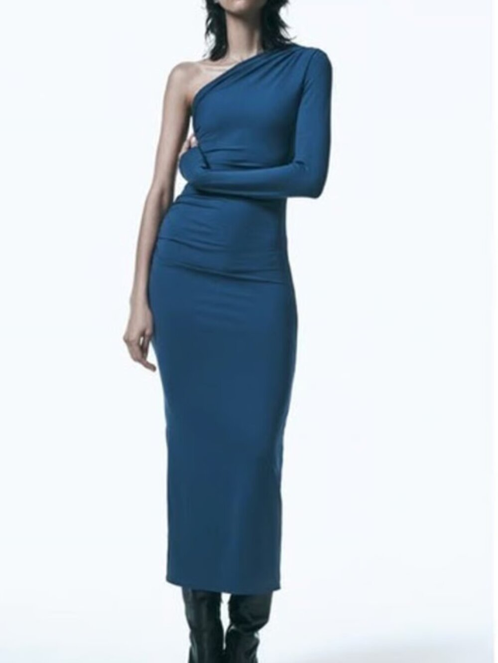 Zara Deep Blue One Shoulder Bodycon Dress